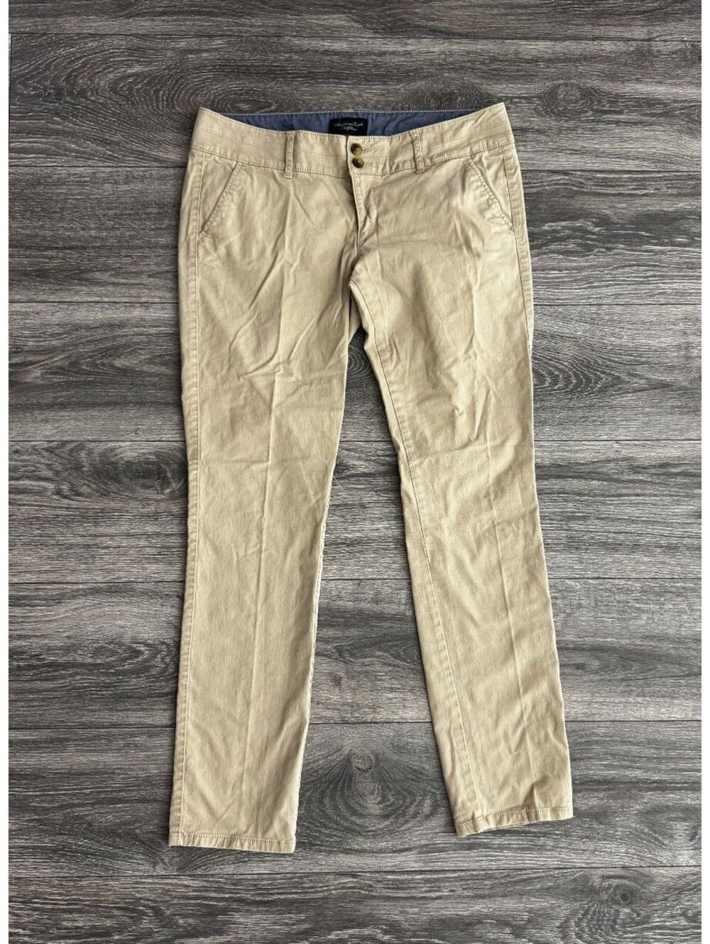 Vintage Y2K American Eagle Outfitters Women's Khaki Stretch Pants | Size 8